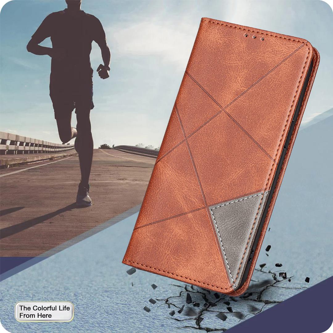 For Realme 16T 5G Rhombus Texture Leather Phone Case - Brown - EDA004854407D