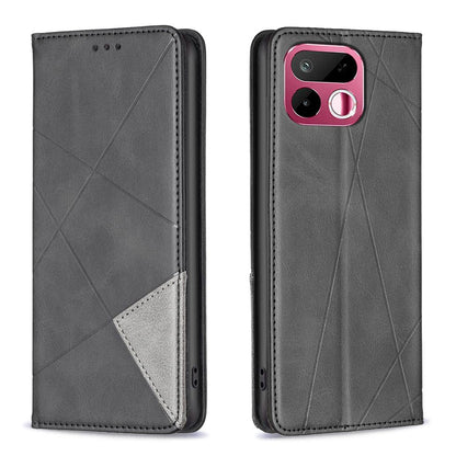 For Realme 16T 5G Rhombus Texture Leather Phone Case - Black - EDA004854407E