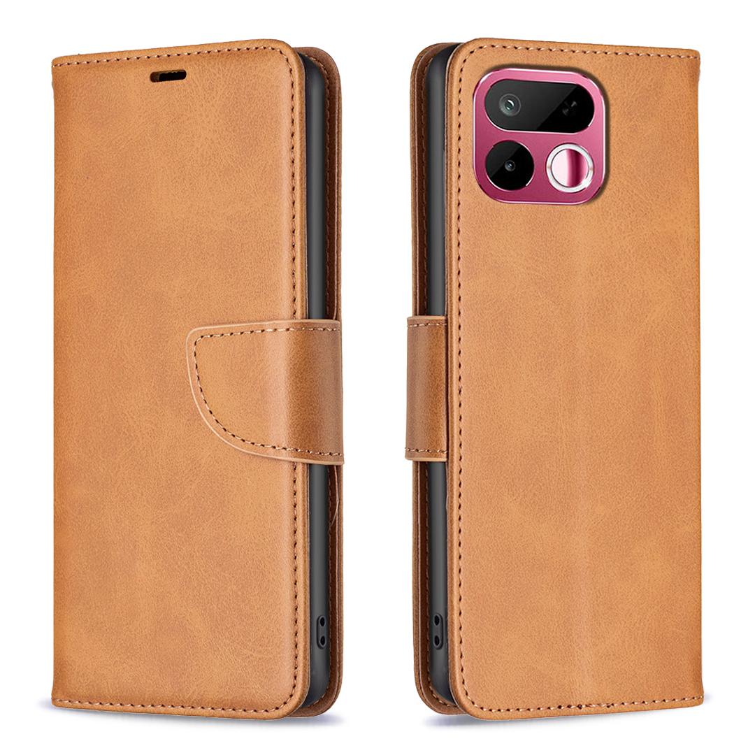 For Realme 16T 5G Lambskin Texture Pure Color Flip Leather Phone Case - Yellow - EDA004854607A