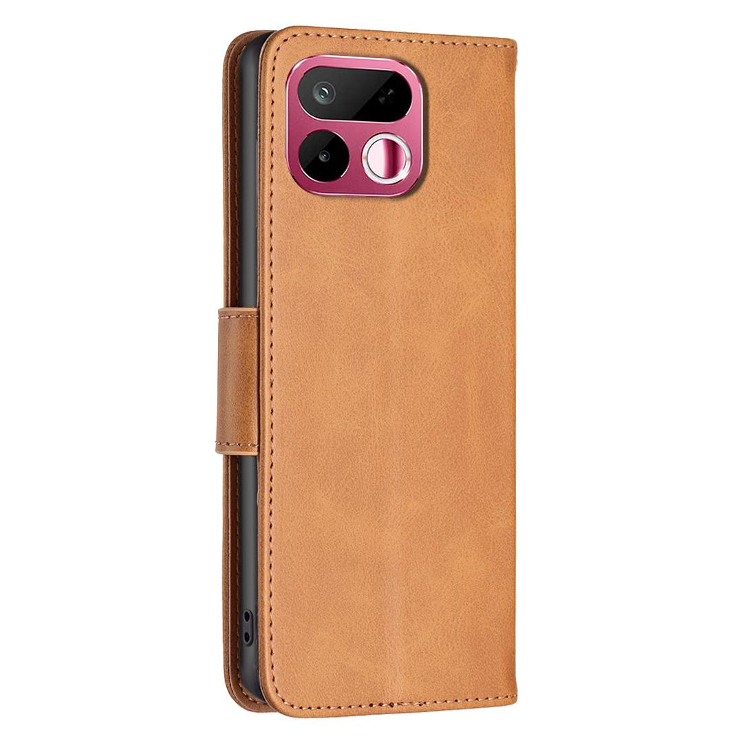 For Realme 16T 5G Lambskin Texture Pure Color Flip Leather Phone Case - Yellow - EDA004854607A
