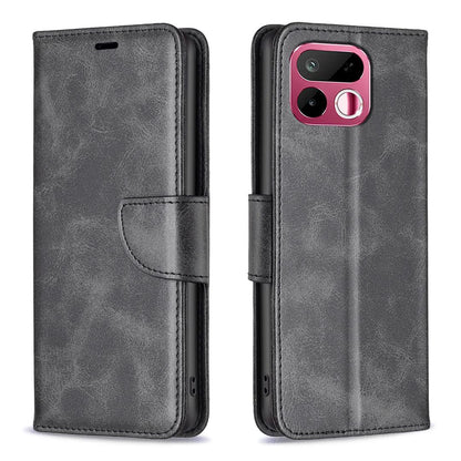 For Realme 16T 5G Lambskin Texture Pure Color Flip Leather Phone Case - Black - EDA004854607B