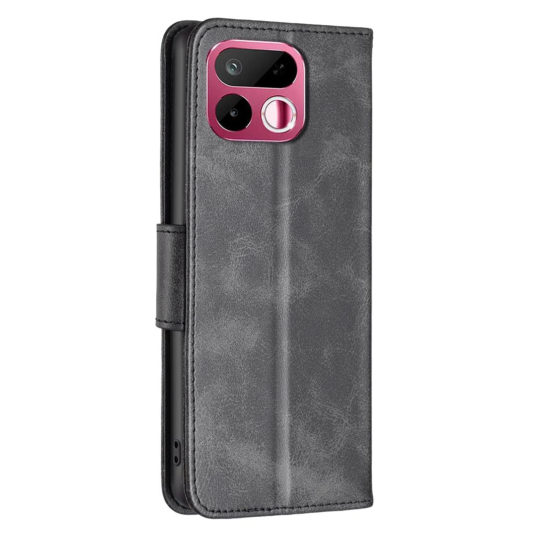 For Realme 16T 5G Lambskin Texture Pure Color Flip Leather Phone Case - Black - EDA004854607B