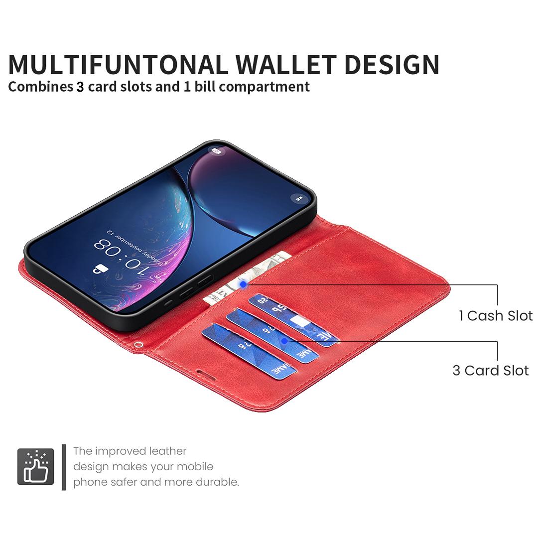 For Realme 16T 5G Lambskin Texture Pure Color Flip Leather Phone Case - Red - EDA004854607C