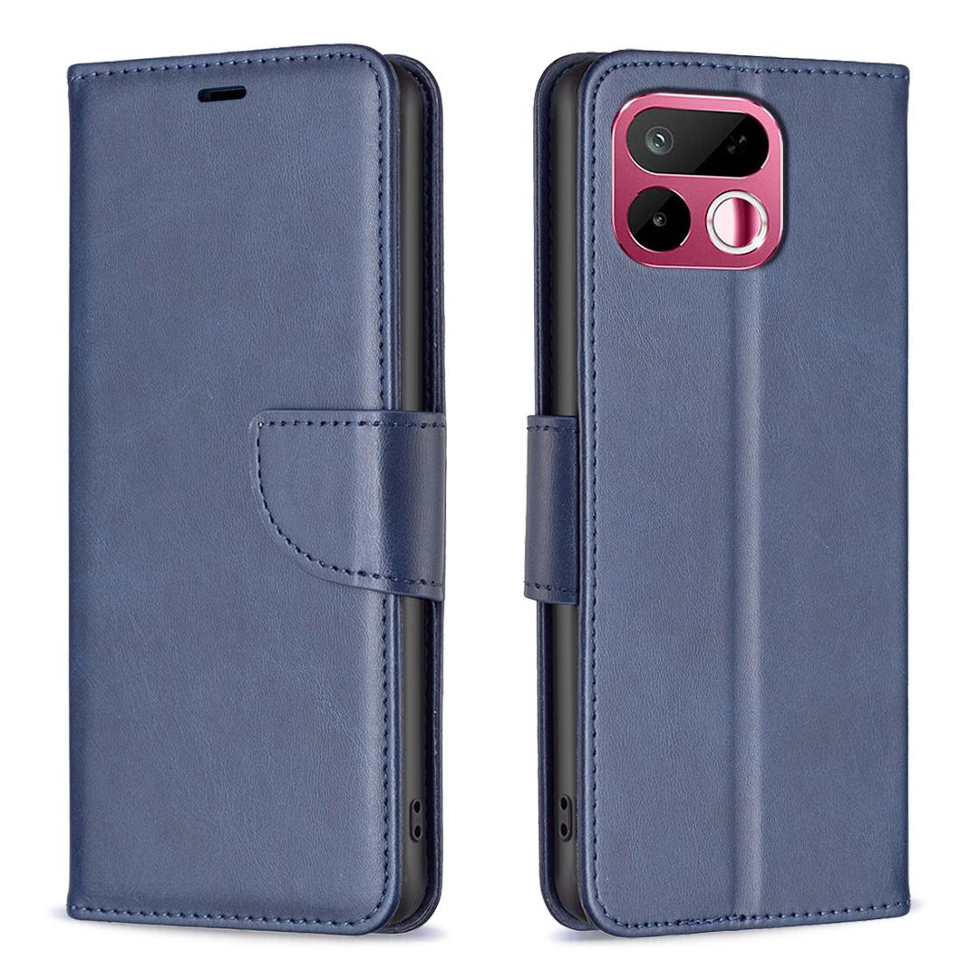 For Realme 16T 5G Lambskin Texture Pure Color Flip Leather Phone Case - Blue - EDA004854607D