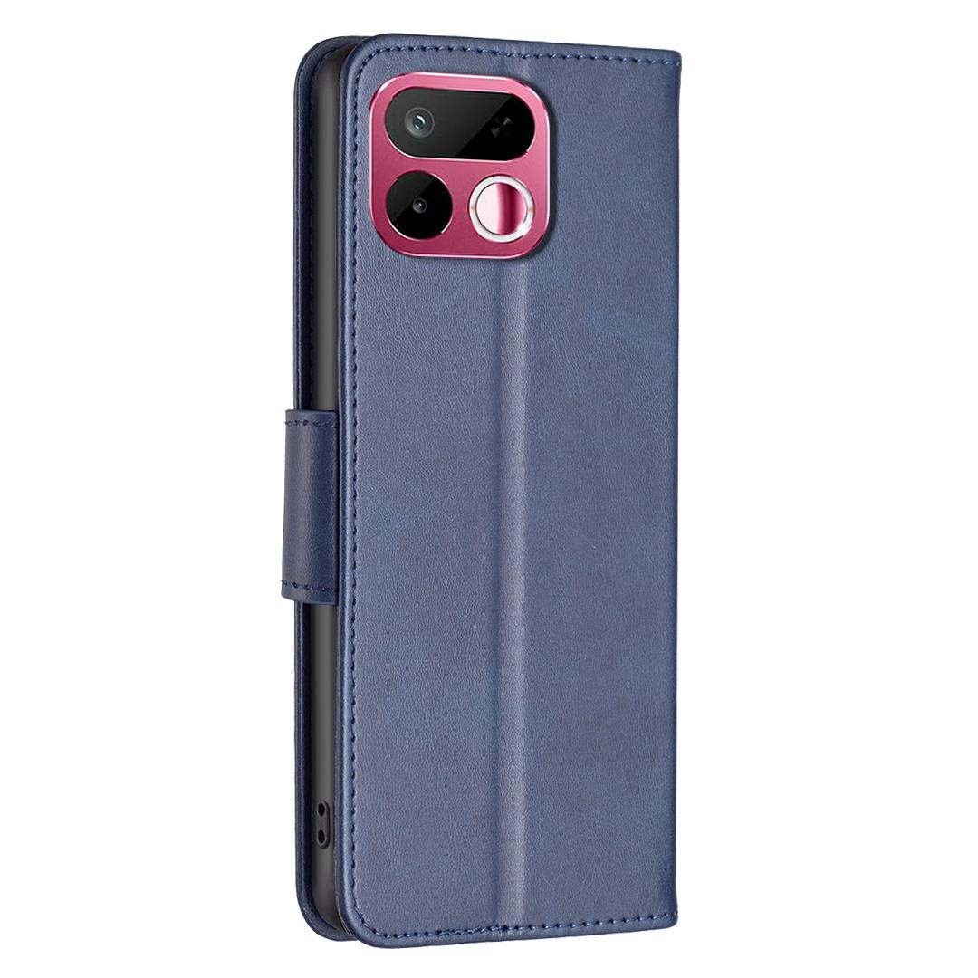 For Realme 16T 5G Lambskin Texture Pure Color Flip Leather Phone Case - Blue - EDA004854607D