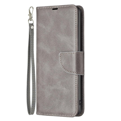 For Realme 16T 5G Lambskin Texture Pure Color Flip Leather Phone Case - Grey - EDA004854607E
