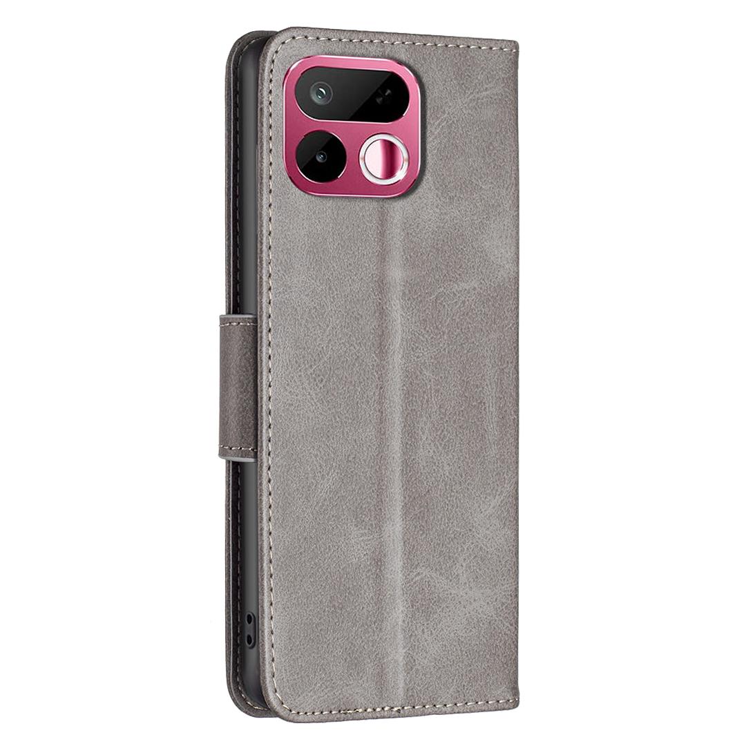 For Realme 16T 5G Lambskin Texture Pure Color Flip Leather Phone Case - Grey - EDA004854607E