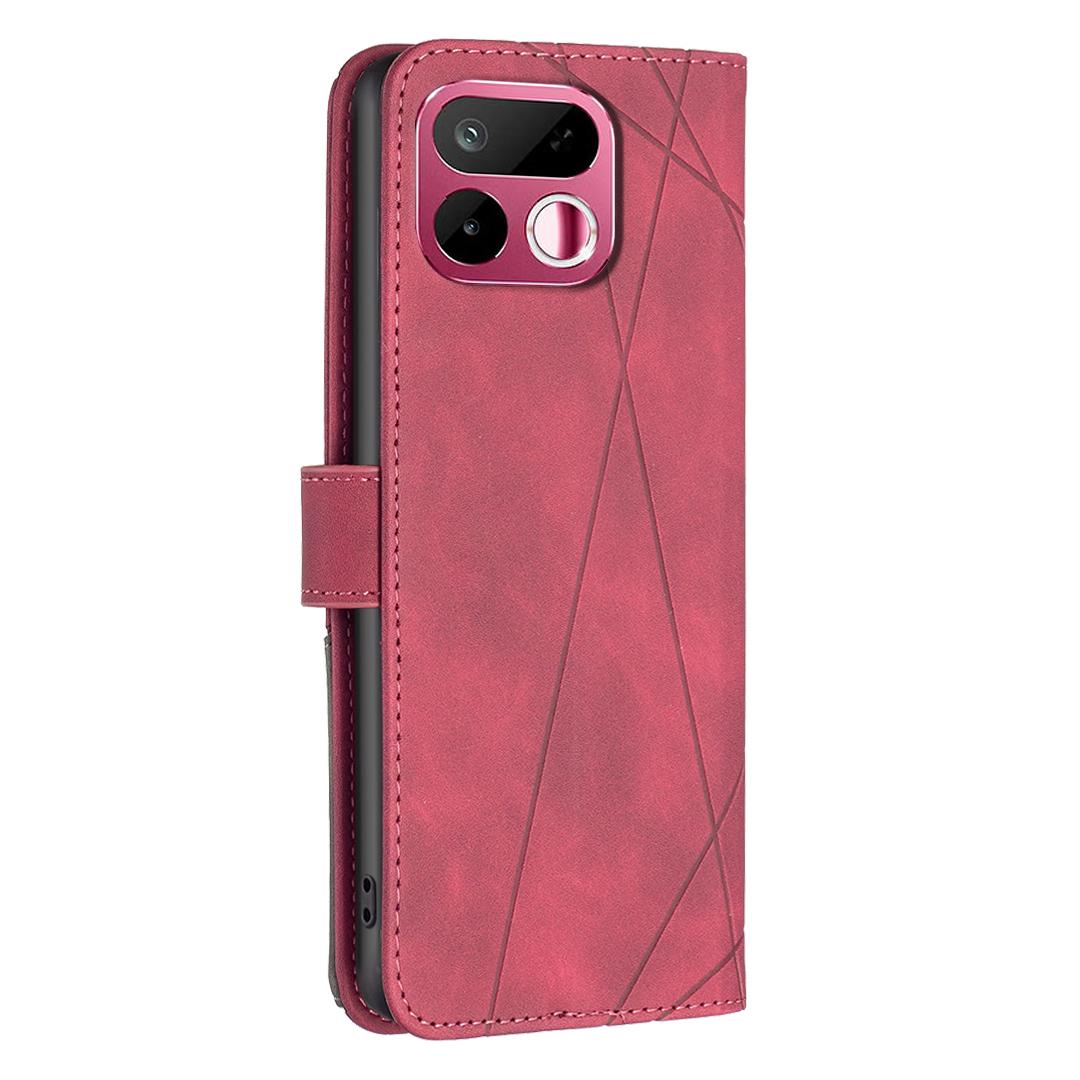 For Realme 16T 5G Magnetic Buckle Rhombus Texture Leather Phone Case - Red - EDA004854720A