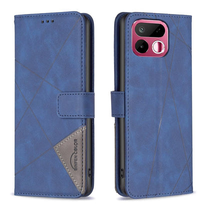 For Realme 16T 5G Magnetic Buckle Rhombus Texture Leather Phone Case - Blue - EDA004854720B
