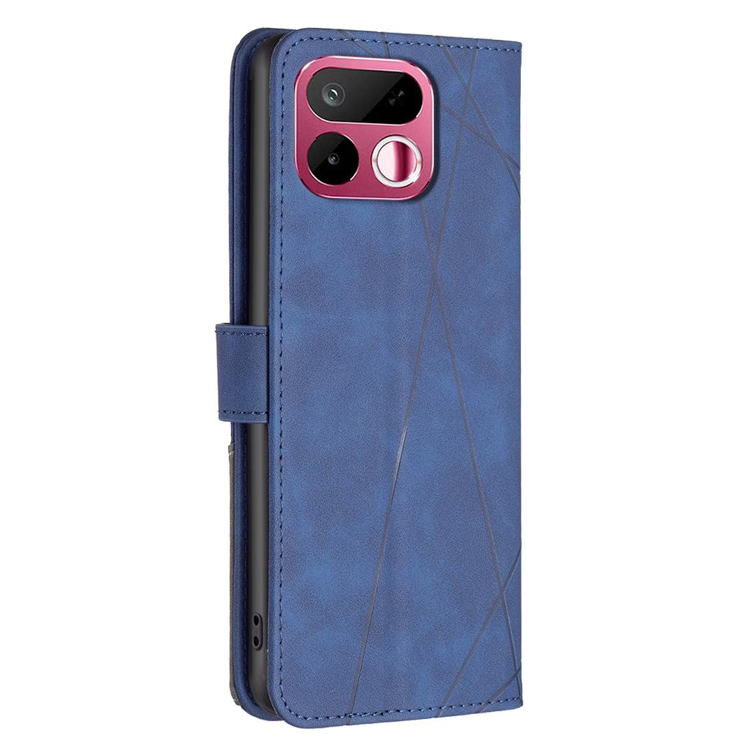 For Realme 16T 5G Magnetic Buckle Rhombus Texture Leather Phone Case - Blue - EDA004854720B