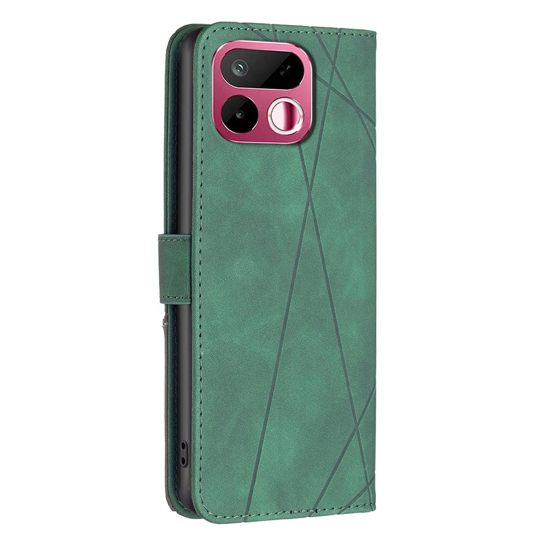 For Realme 16T 5G Magnetic Buckle Rhombus Texture Leather Phone Case - Green - EDA004854720C