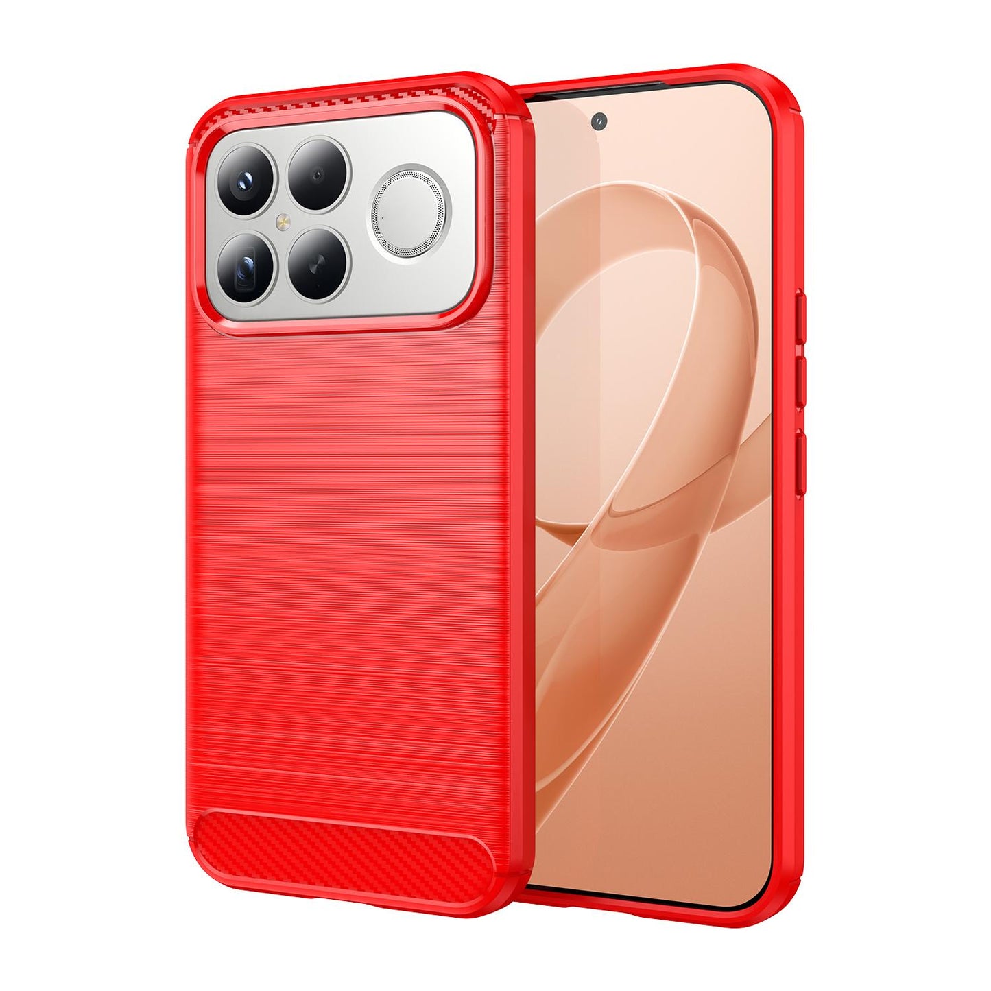 For Redmi K90 Pro Max / Poco F8 Ultra Carbon Fiber Brushed Texture TPU Phone Case(Red)