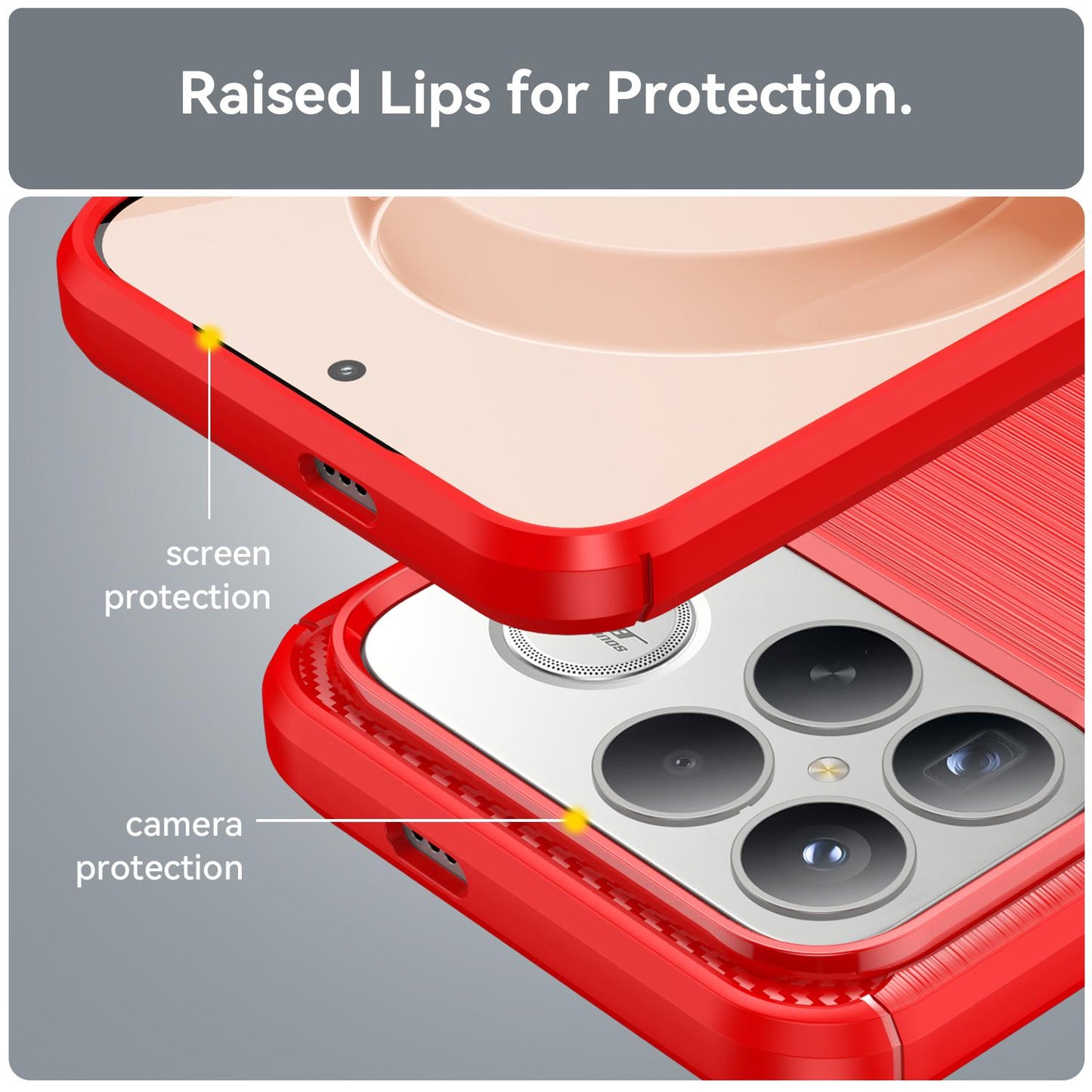 For Redmi K90 Pro Max / Poco F8 Ultra Carbon Fiber Brushed Texture TPU Phone Case(Red)