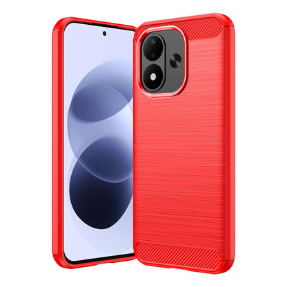 For Redmi Note 17 4G Global 169.7mm Carbon Fiber Brushed Texture TPU Phone Case - Red - EDA004857527B