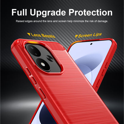 For Redmi Note 17 4G Global 169.7mm Carbon Fiber Brushed Texture TPU Phone Case - Red - EDA004857527B