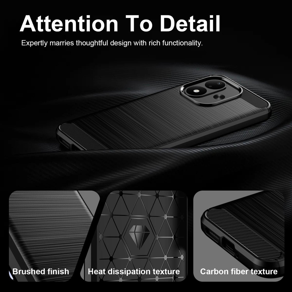 For Redmi Note 17 4G Global 169.7mm Carbon Fiber Brushed Texture TPU Phone Case - Black - EDA004857527C