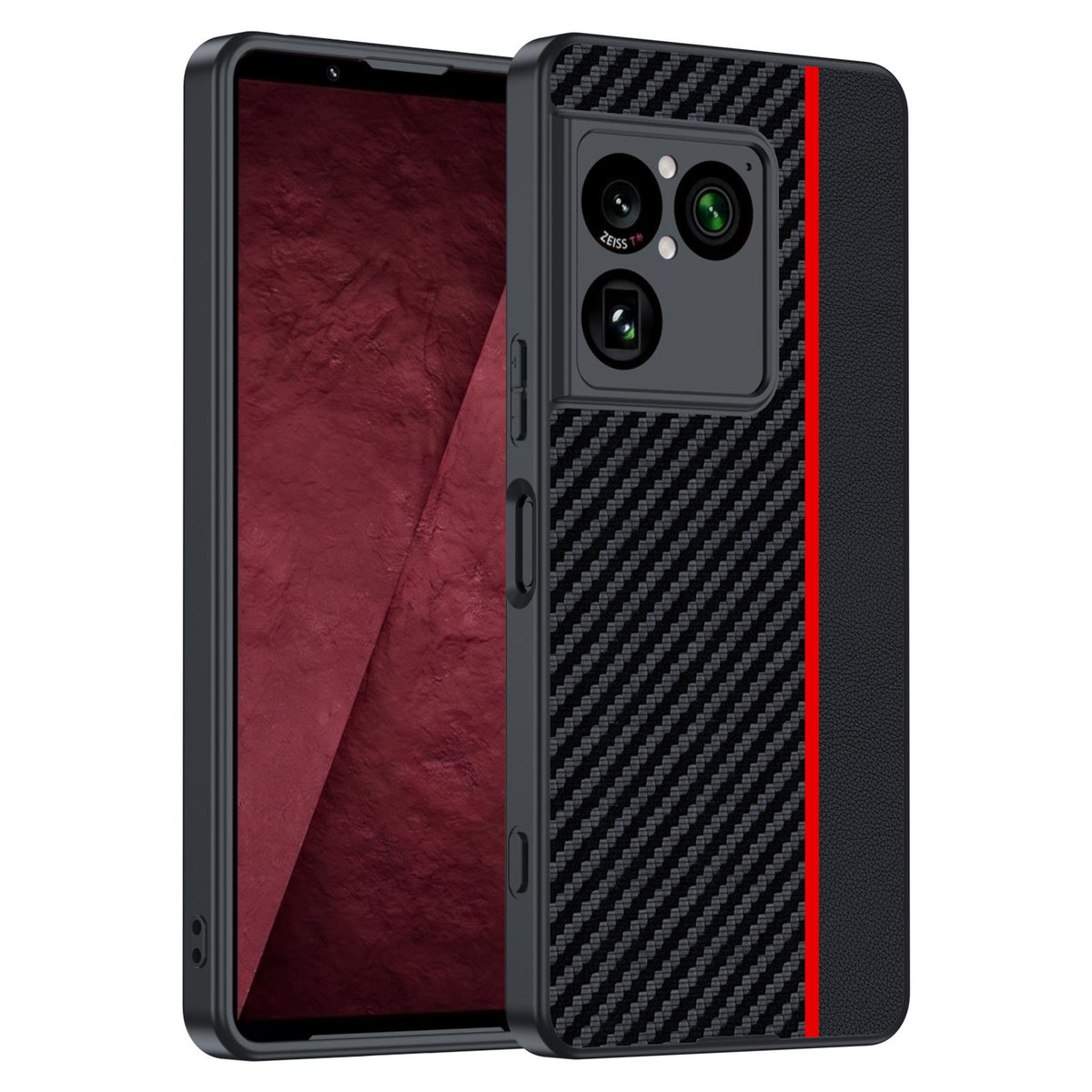 For Sony Xperia 1 VIII Ultra-thin Carbon Fiber Texture Printing Phone Case - Black Red - EDA004866706C