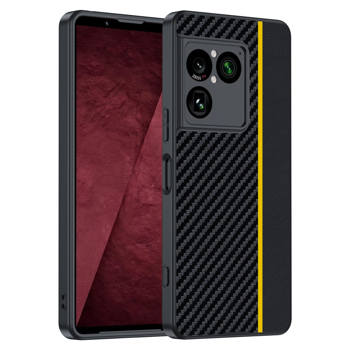 For Sony Xperia 1 VIII Ultra-thin Carbon Fiber Texture Printing Phone Case - Black Yellow - EDA004866706D