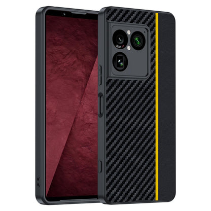 For Sony Xperia 1 VIII Ultra-thin Carbon Fiber Texture Printing Phone Case - Black Yellow - EDA004866706D