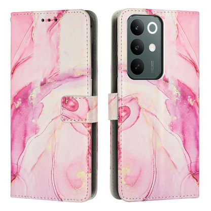 For Realme C100 / C100i / C100x 4G Painted Marble Pattern Leather Phone Case - Rose Gold - EDA004871125C