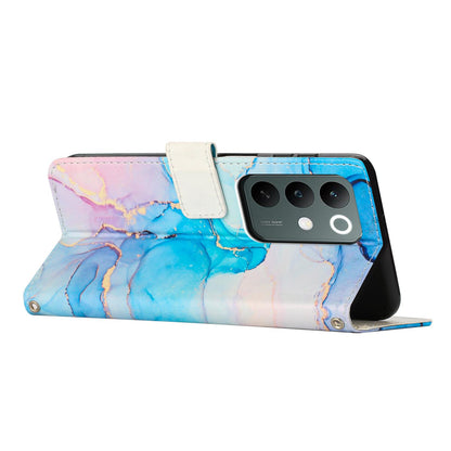 For Realme C100 / C100i / C100x 4G Painted Marble Pattern Leather Phone Case - Pink Green - EDA004871125D