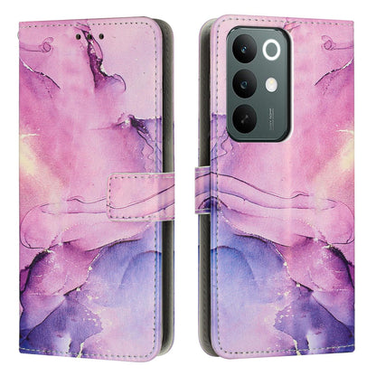 For Realme C100 / C100i / C100x 4G Painted Marble Pattern Leather Phone Case - Purple - EDA004871125E