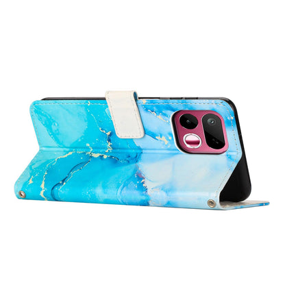 For Realme 16T 5G Painted Marble Pattern Leather Phone Case - Blue Green - EDA004871126A