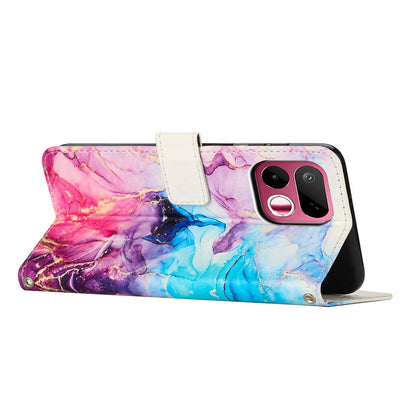 For Realme 16T 5G Painted Marble Pattern Leather Phone Case - Pink Purple - EDA004871126B
