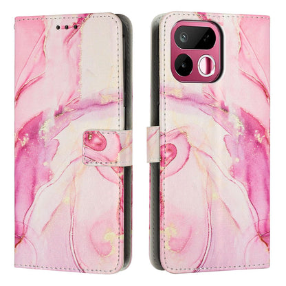 For Realme 16T 5G Painted Marble Pattern Leather Phone Case - Rose Gold - EDA004871126C
