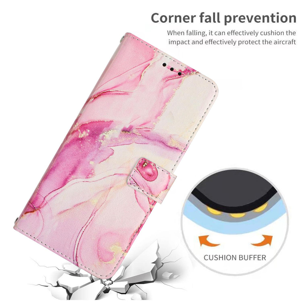 For Realme 16T 5G Painted Marble Pattern Leather Phone Case - Rose Gold - EDA004871126C