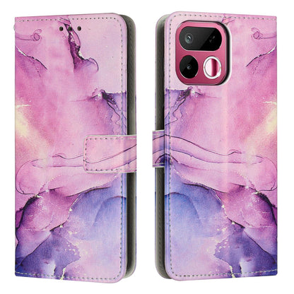 For Realme 16T 5G Painted Marble Pattern Leather Phone Case - Purple - EDA004871126E