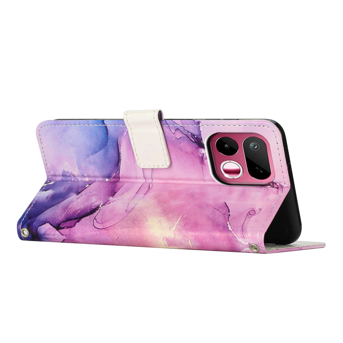 For Realme 16T 5G Painted Marble Pattern Leather Phone Case - Purple - EDA004871126E