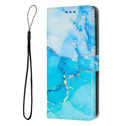 For Redmi K90 Pro Max / Poco F8 Ultra Painted Marble Pattern Leather Phone Case(Blue Green)