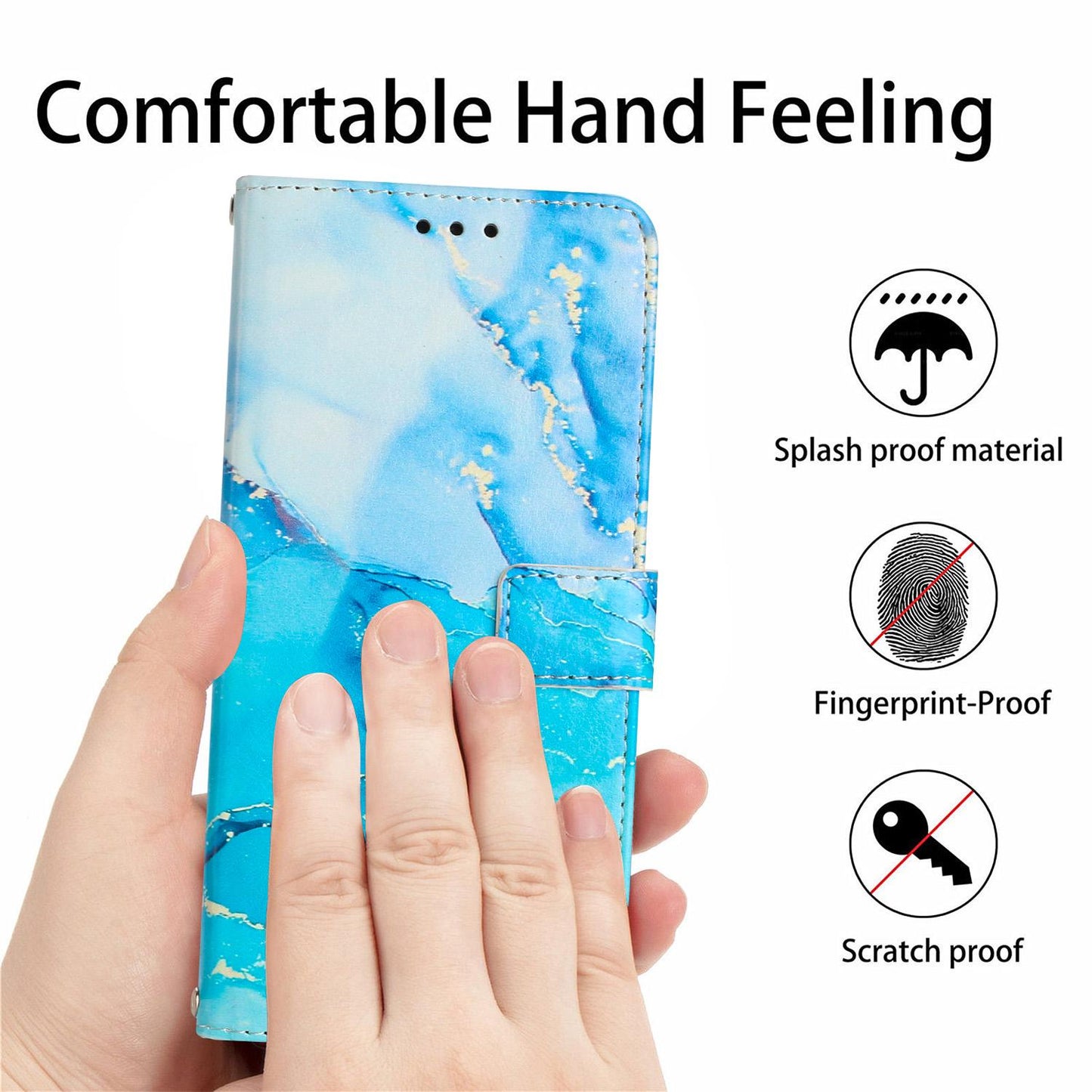 For Redmi K90 Pro Max / Poco F8 Ultra Painted Marble Pattern Leather Phone Case(Blue Green)