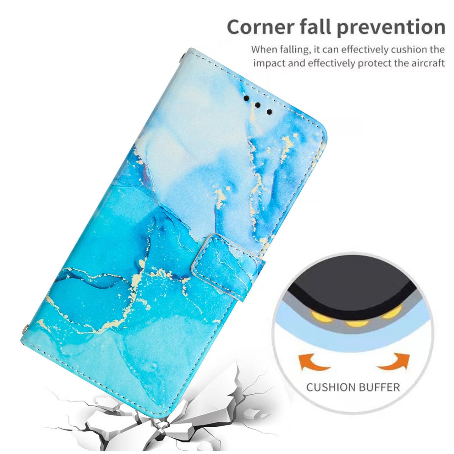 For Redmi K90 Pro Max / Poco F8 Ultra Painted Marble Pattern Leather Phone Case(Blue Green)