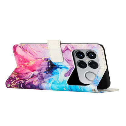 For Redmi K90 Pro Max / Poco F8 Ultra Painted Marble Pattern Leather Phone Case(Pink Purple)