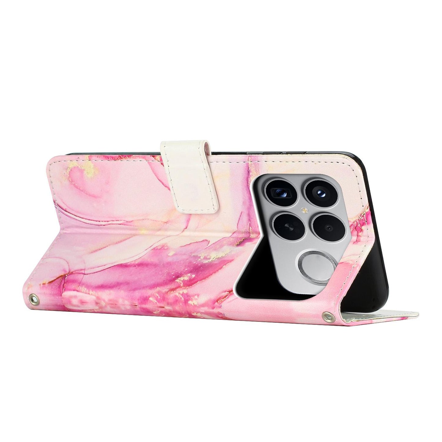 For Redmi K90 Pro Max / Poco F8 Ultra Painted Marble Pattern Leather Phone Case(Rose Gold)