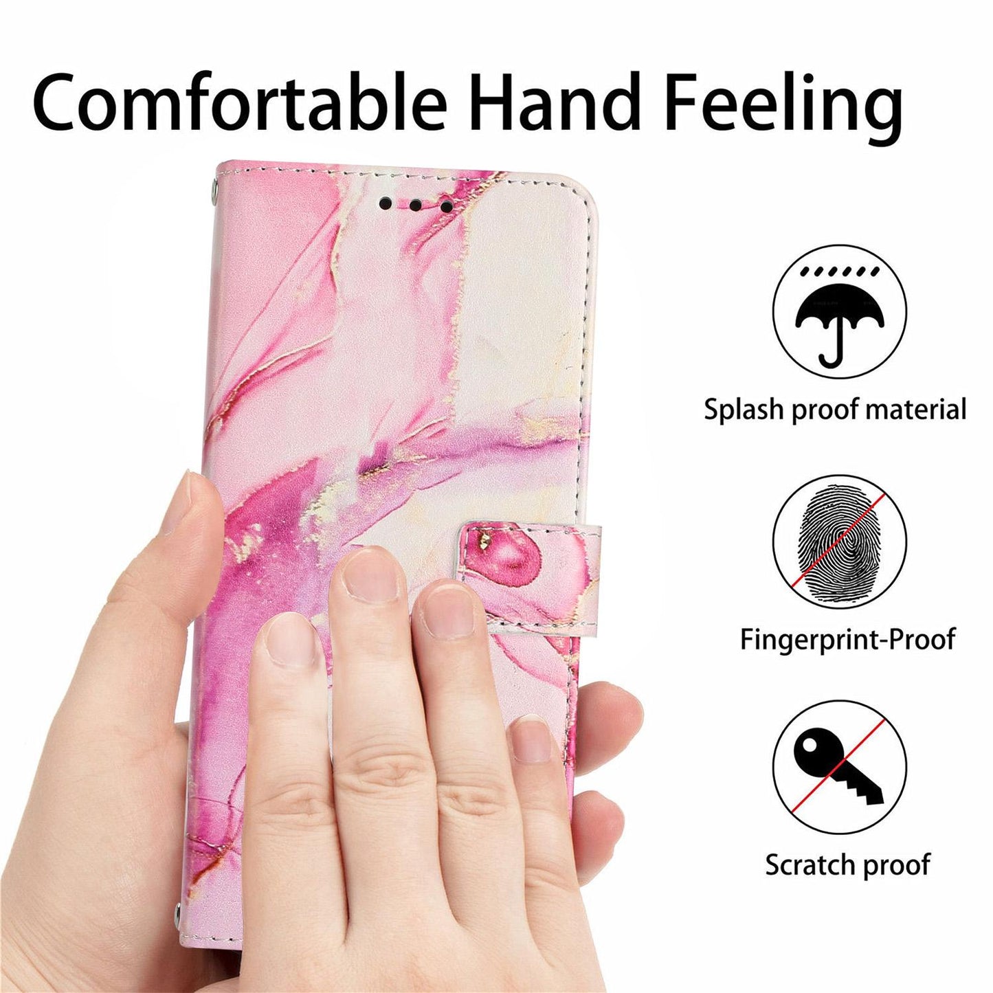 For Redmi K90 Pro Max / Poco F8 Ultra Painted Marble Pattern Leather Phone Case(Rose Gold)