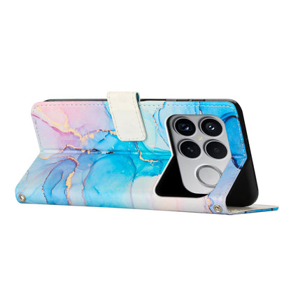 For Redmi K90 Pro Max / Poco F8 Ultra Painted Marble Pattern Leather Phone Case(Pink Green)