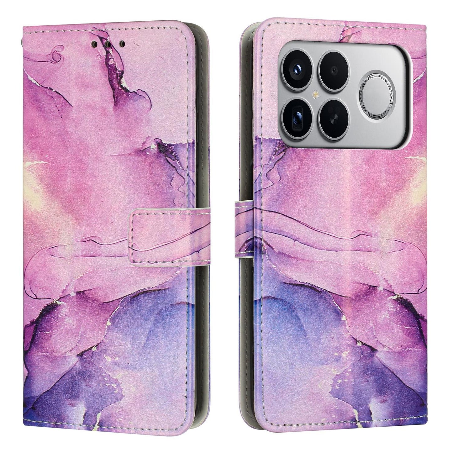 For Redmi K90 Pro Max / Poco F8 Ultra Painted Marble Pattern Leather Phone Case(Purple)