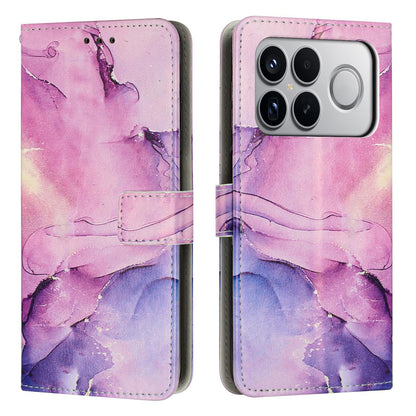 For Redmi K90 Pro Max / Poco F8 Ultra Painted Marble Pattern Leather Phone Case(Purple)