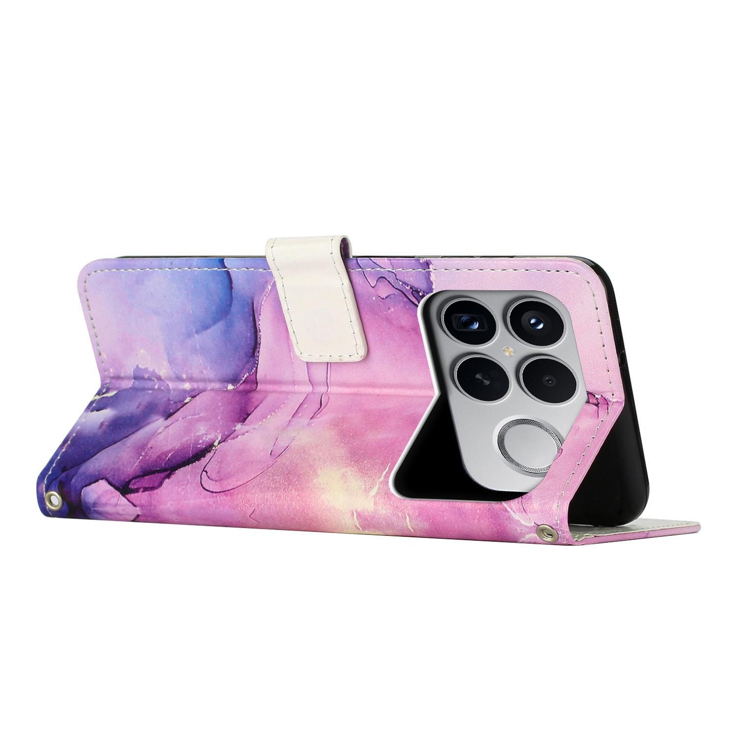 For Redmi K90 Pro Max / Poco F8 Ultra Painted Marble Pattern Leather Phone Case(Purple)