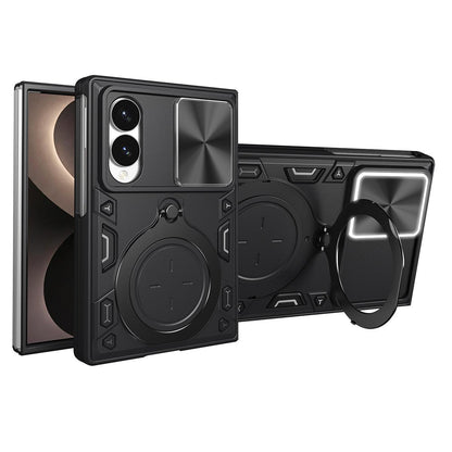 For Galaxy Z Fold8 5G CD Texture Sliding Camshield Magnetic Holder Phone Case(Black)