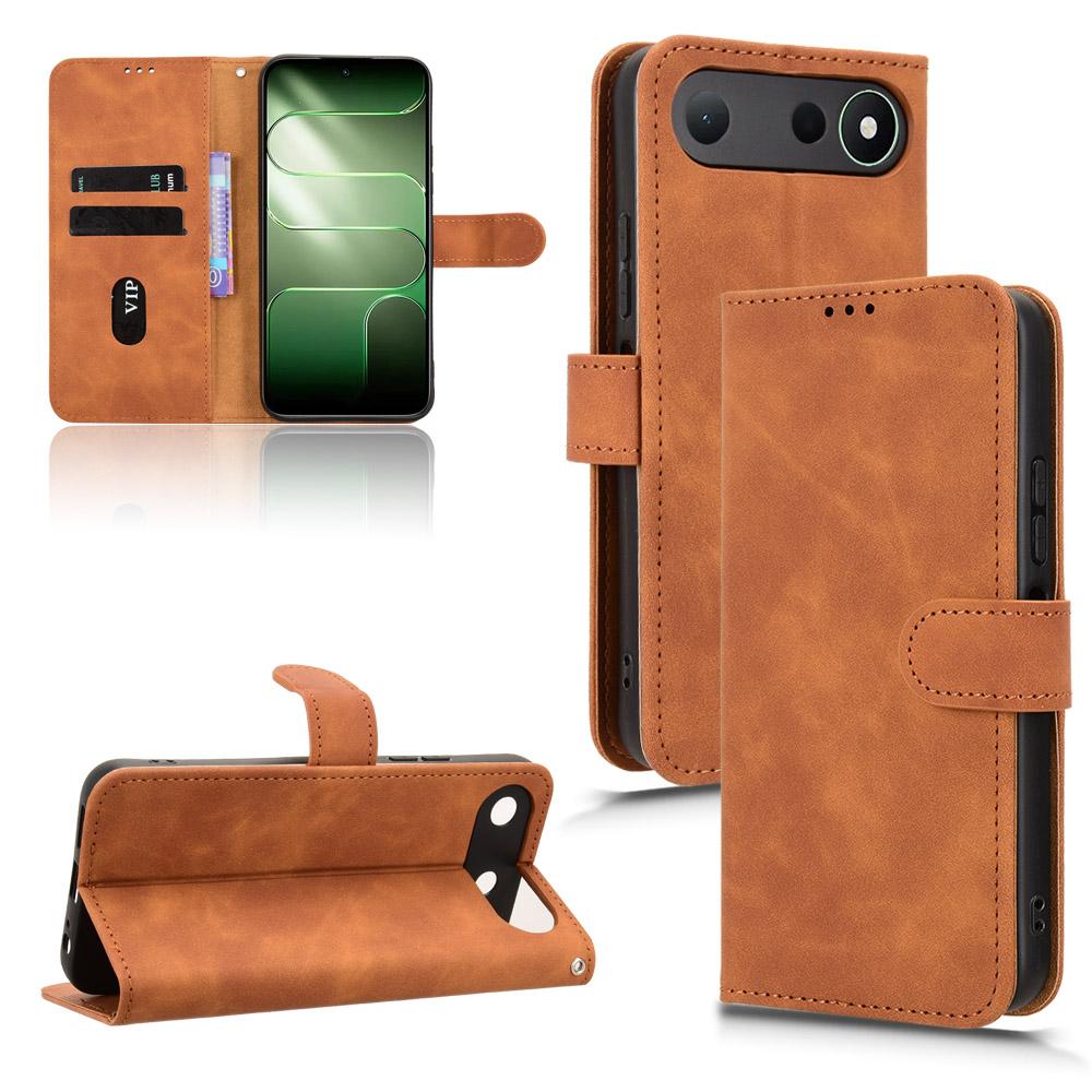 For Tecno Spark 50 5G Skin Feel Magnetic Flip Leather Phone Case(Brown)