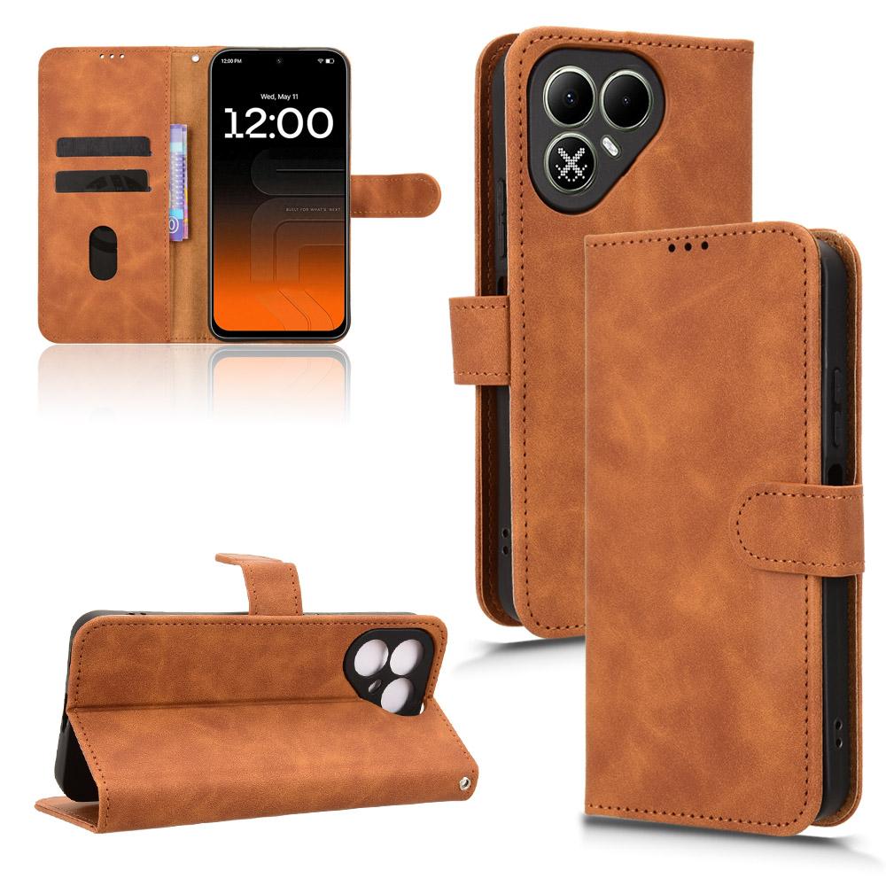 For Tecno Pova 8 5G Skin Feel Magnetic Flip Leather Phone Case(Brown)
