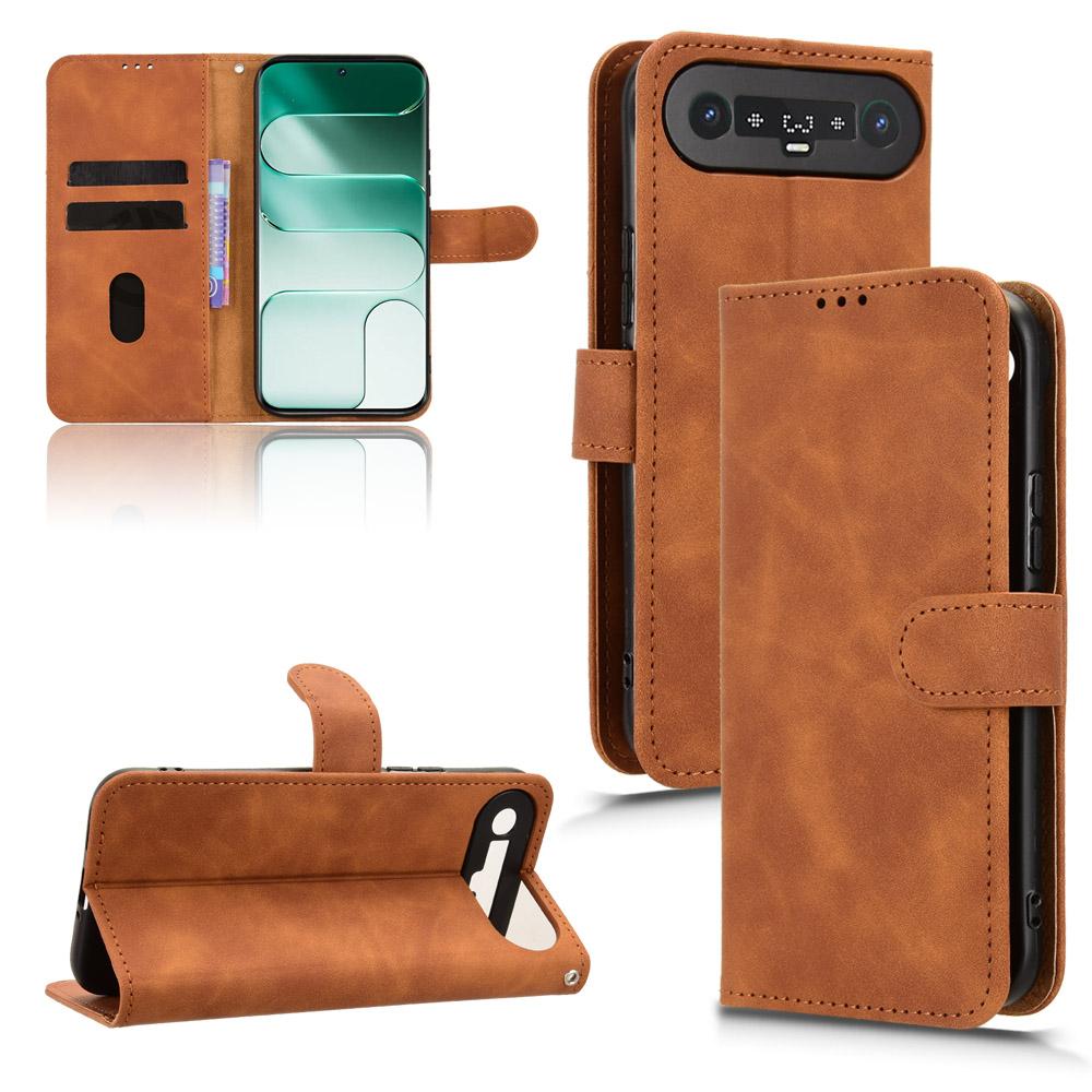 For Tecno Camon Slim 4G Skin Feel Magnetic Flip Leather Phone Case(Brown)