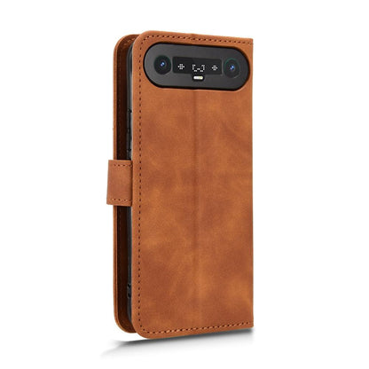 For Tecno Camon Slim 4G Skin Feel Magnetic Flip Leather Phone Case(Brown)