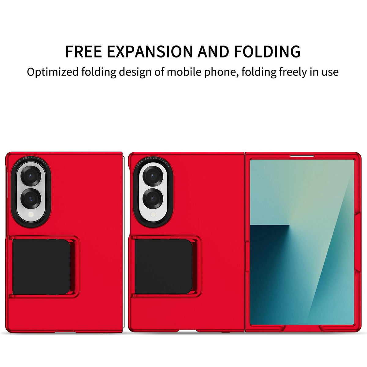 For Galaxy Z Fold8 5G Three-dimensional Folding Holder PC Phone Case - Red - EDA004894805B