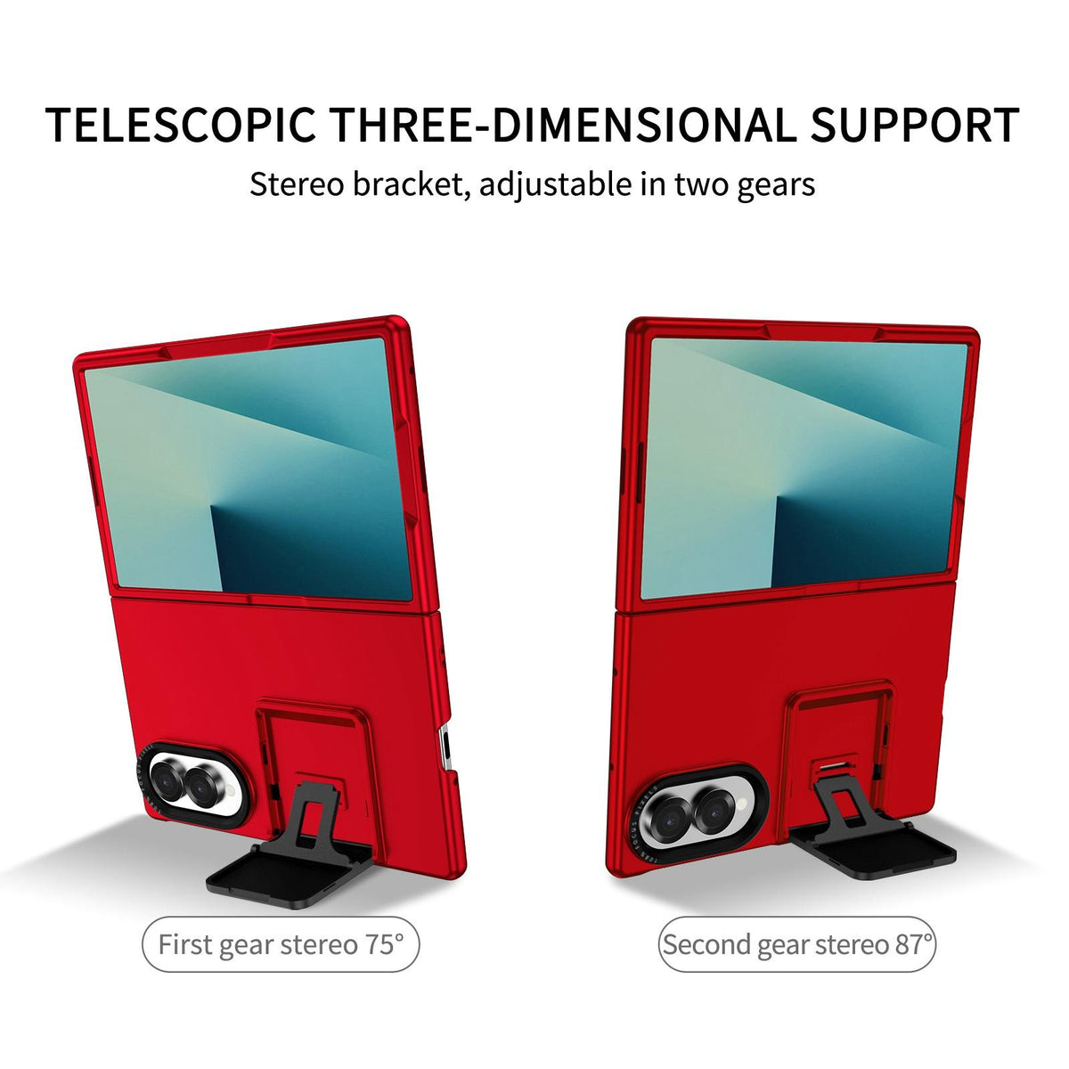 For Galaxy Z Fold8 5G Three-dimensional Folding Holder PC Phone Case - Red - EDA004894805B