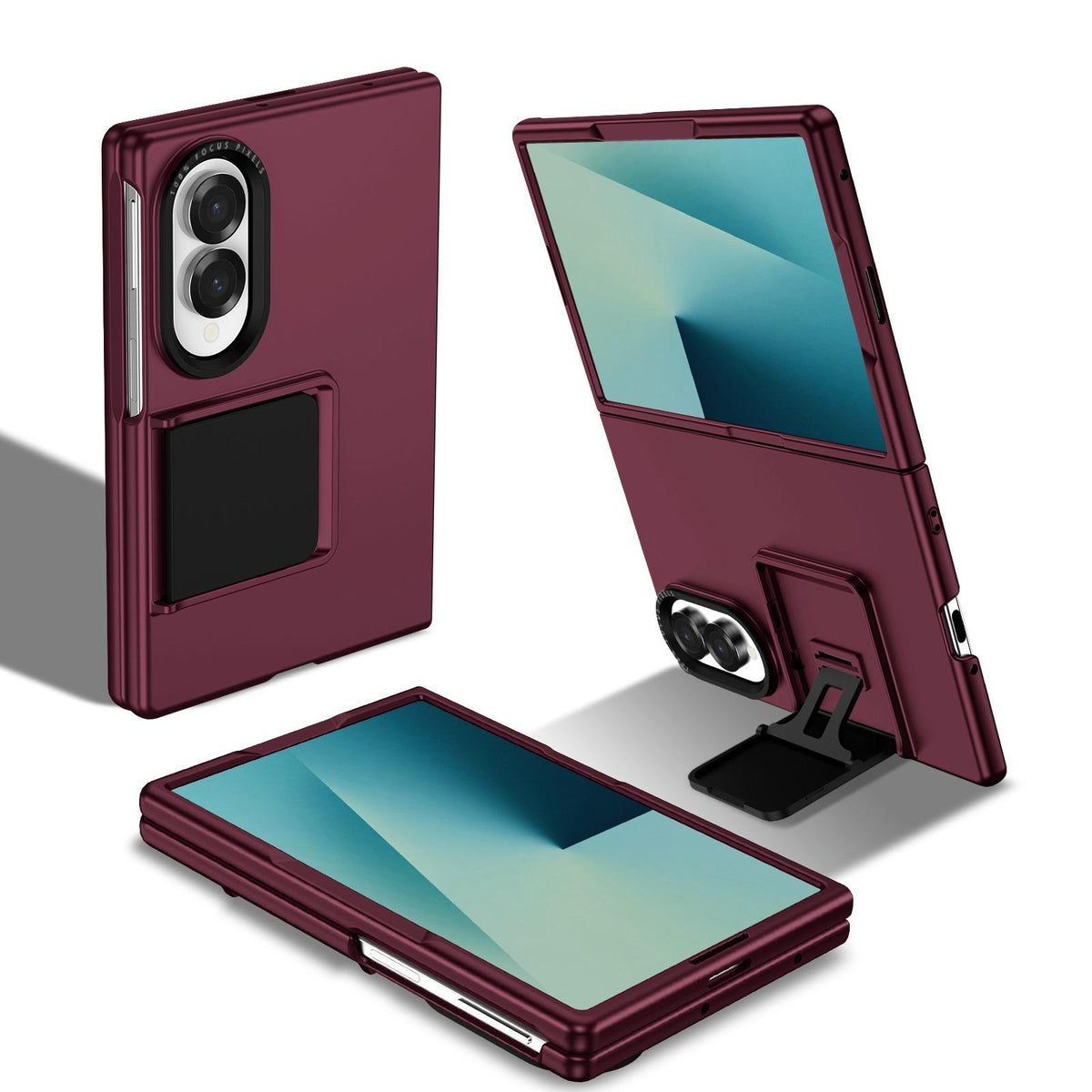 For Galaxy Z Fold8 5G Three-dimensional Folding Holder PC Phone Case - Wine Red - EDA004894805C